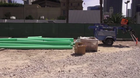 Active Construction Site with Crane in Background Stock Footage 40214841