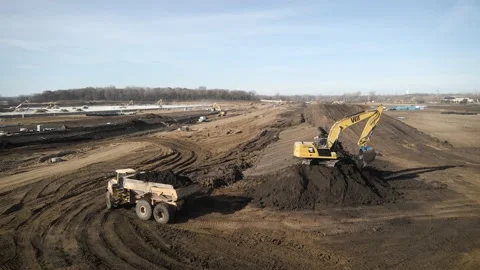 Active Construction Site With Heavy Machinery Stock Footage 145377861