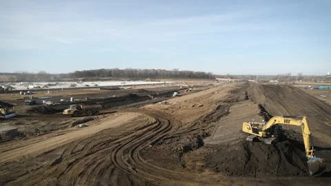Active Construction Site With Heavy Machinery Stock Footage 145377865