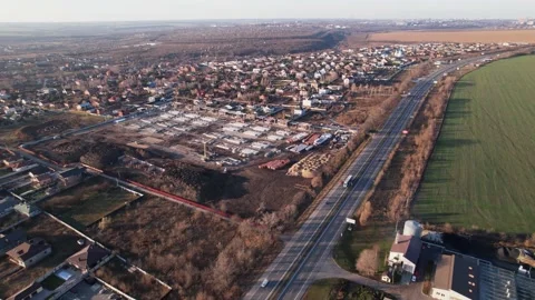 Active construction of a suburban cottage town view from a drone Video stock 174809261