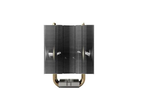 Active CPU cooler with the aluminum finned heat-sink and the fan 3d render no 스톡 일러스트