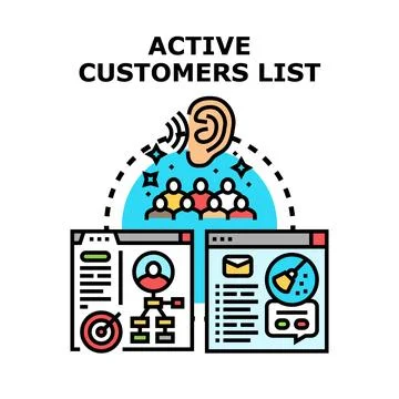 Active customers list concept for crm strategy Stock Illustration