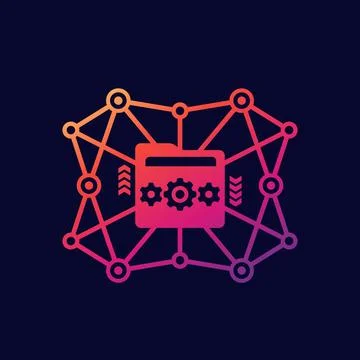 Active directory, folder icon for web Stock Illustration