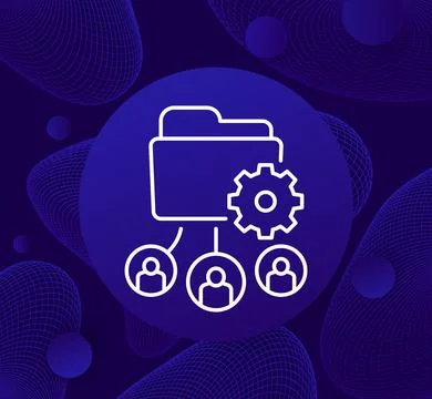 Active directory icon with users and folder, line vector Stock Illustration