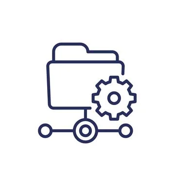 Active directory line icon with a folder Illustrazione stock