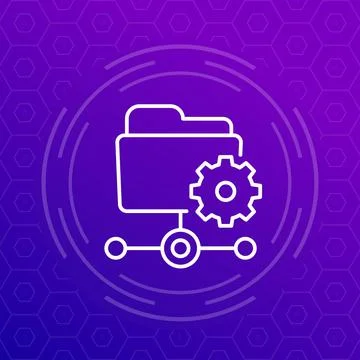 Active directory line icon with a folder, vector Stock-Illustration