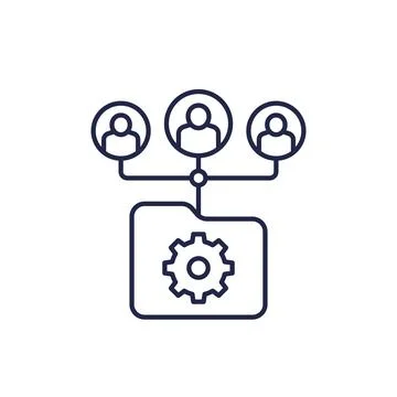 Active directory line icon with users Stock Illustration