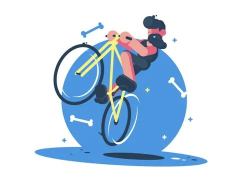 Active dude rides bicycle Stock Illustration