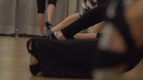Active feet in barre yoga class Stock Footage 82810441