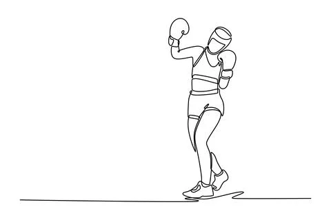 Active female boxer athlete workout right uppercut during training Stock Illustration