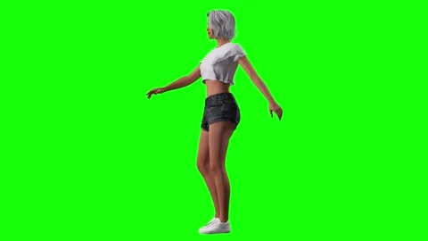 Active female dancer spinning gracefully on green screen chromakey 動画素材 328636688