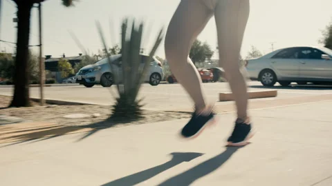 Active female legs running fast in city street Stock Footage 179090527