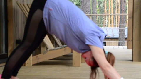 Active female  practicing meditation and yoga doing stretching exercise 库存影片 301548166