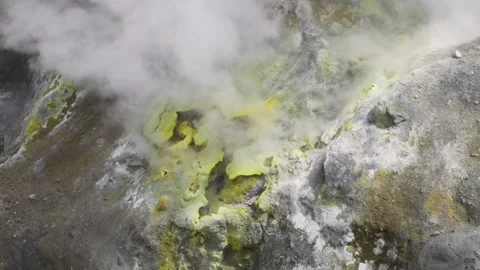 Active fumaroles in the volcano Mutnovsky, Kamchatka, Russia Video stock 139999760