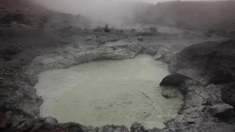 Active fumaroles in the volcano Mutnovsky, Kamchatka, Stock Footage 197052612