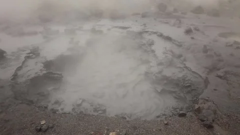 Active fumaroles in the volcano Mutnovsky, Kamchatka, Stock Footage 197052621