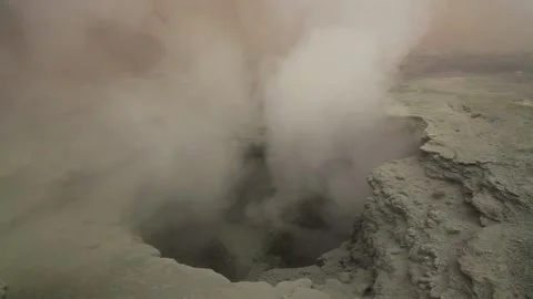 Active fumaroles in the volcano Mutnovsky, Kamchatka, Stock Footage 197052634