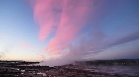 Active geothermal geyser valley is located in the north of Iceland Stock Footage 68162944