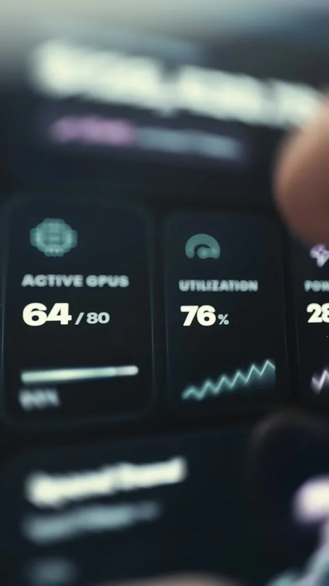 Active GPU Count And Utilization Metrics On Teal Dashboard 4K 動画素材 341335939