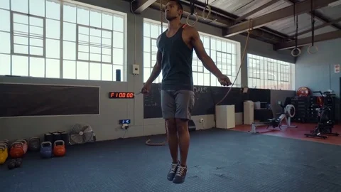 Active gym man jumping Video stock 71615968