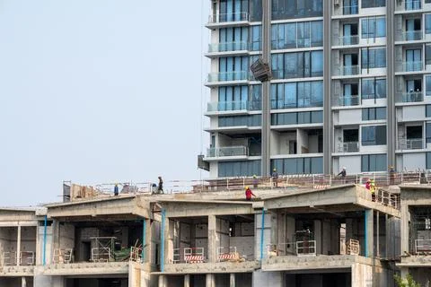 Active High-Rise Construction Site in Bangkok Stock Photos