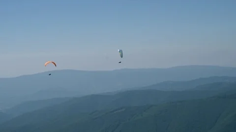 Active hobby paragliding in sunny day. Stock-Footage 79371830