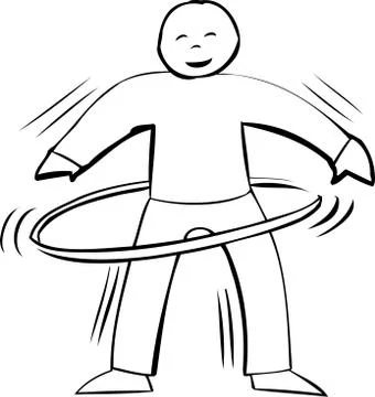 Active Hula Hooping Outline Stock Illustration