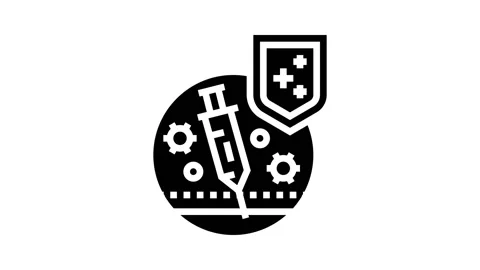 Active immunity glyph icon animation Stock Footage 224828646