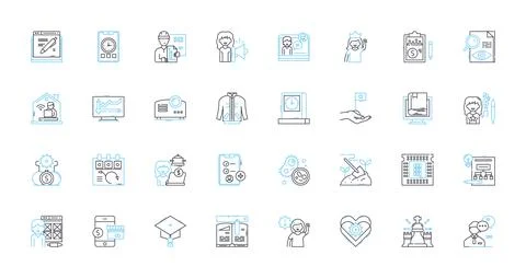 Active impact linear icons set. Movement, Motion, Energy, Exercise, Fitness Stockillustratie