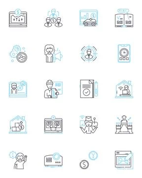 Active impact linear icons set. Movement, Motion, Energy, Exercise, Fitness Stockillustratie