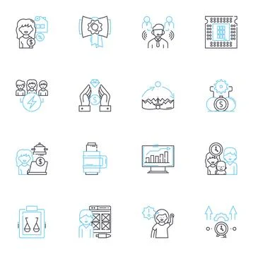 Active impact linear icons set. Movement, Motion, Energy, Exercise, Fitness Ilustración de archivo