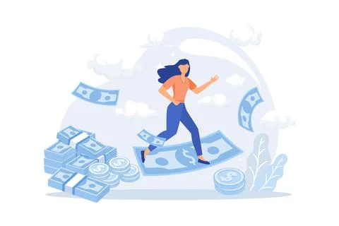 Active income, getting wages for work, increase profit. Man works, earns sa.. Stock Illustration