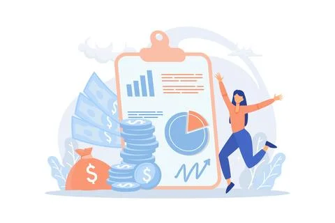 Active income, getting wages for work, increase profit. Man works, earns sa.. Stock Illustration