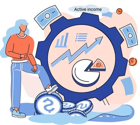 Active income obtained in course of certain activity, using your knowledge and 스톡 일러스트