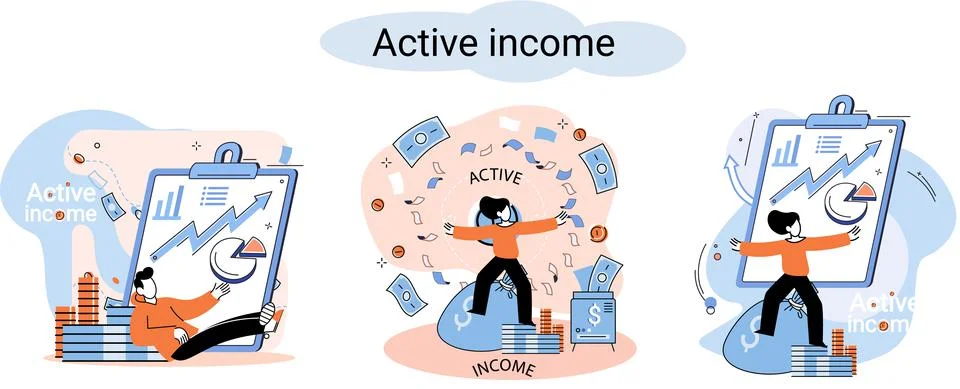 Active income obtained in course of certain activity, using your knowledge and Stock Illustration