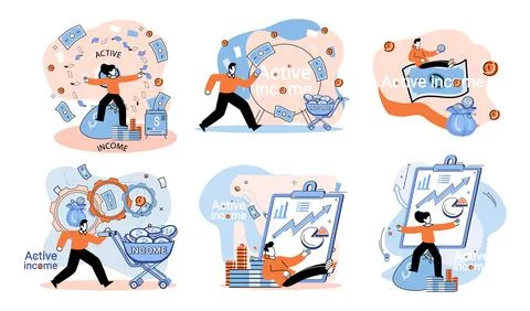 Active income obtained in course of certain activity, using your knowledge and Illustrazione stock