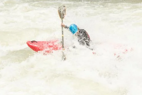 An Active Kayaker On The Rough Water Stock-Fotos