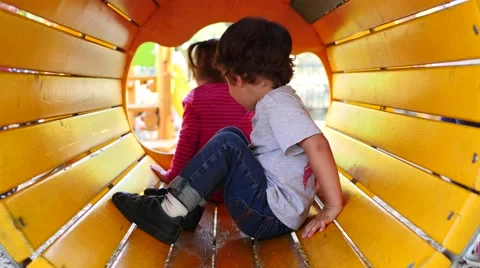 Active kids have fun playing on outdoors playground for children Sofia Bulgaria Stock Footage 68189799