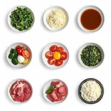 Active kitchen prep scenes on isolated white background Stock Photos