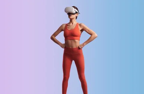 Active lady experiencing virtual reality Stock Photos
