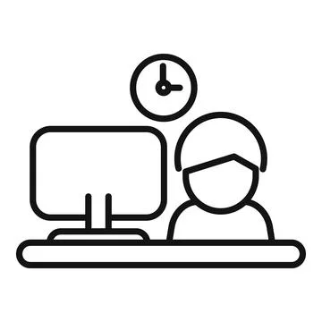 Active late work icon outline vector. Night time Stock Illustration
