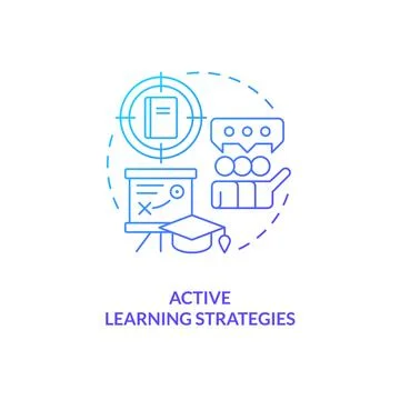 Active learning strategy blue gradient concept icon Stock Illustration