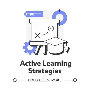 Active learning strategy flat outline concept icon Stock-Illustration