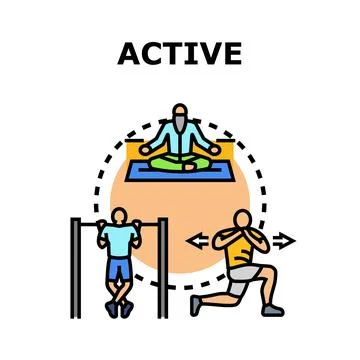 Active lifestyle concept practicing various physical exercises Stock Illustration