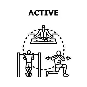 Active lifestyle concept practicing various physical exercises Stock Illustration