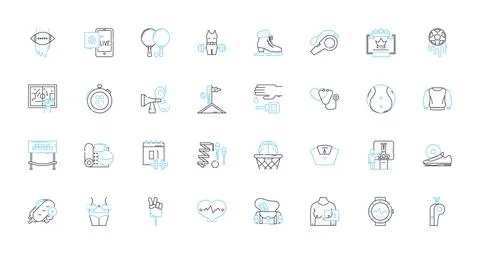 Active lifestyle linear icons set. Fitness, Endurance, Health, Strength, Agility Ilustración de archivo