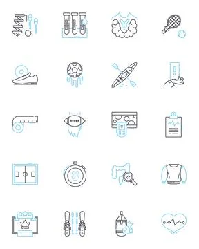 Active lifestyle linear icons set. Fitness, Endurance, Health, Strength, Agility イラスト素材