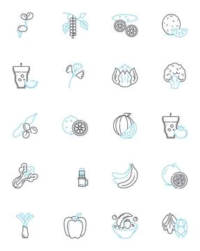 Active lifestyle linear icons set. Fitness, Sports, Movement, Exercise, Health Stock Illustration