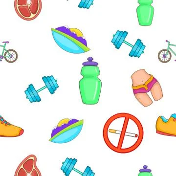 Active lifestyle pattern, cartoon style Stock Illustration