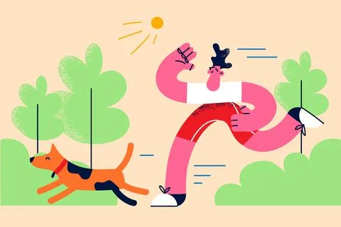 Active lifestyle with pets concept Illustrazione stock